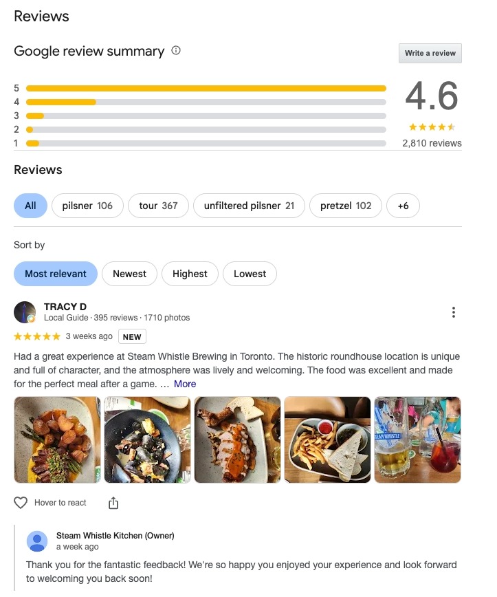 reviews from Steam Whistle brewery in Toronto