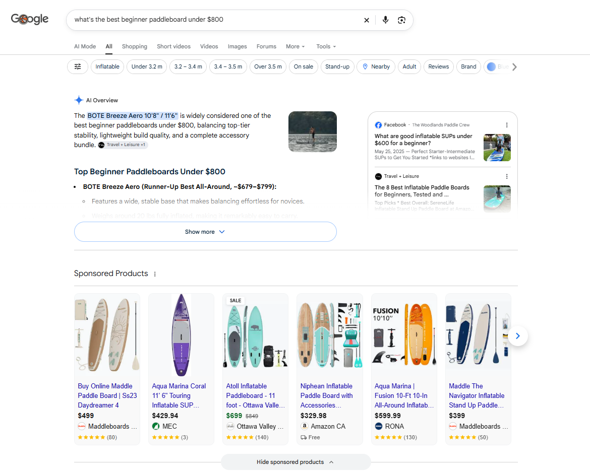 what's the best beginner paddleboard under $800