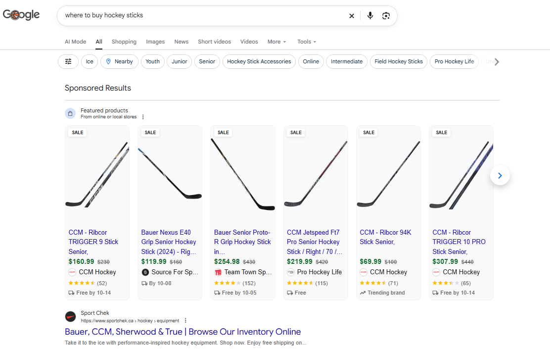 where to buy hockey sticks